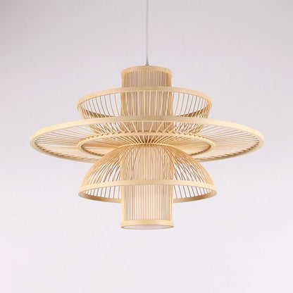 Muto Lotus-förmige Rattan-Pendelleuchte