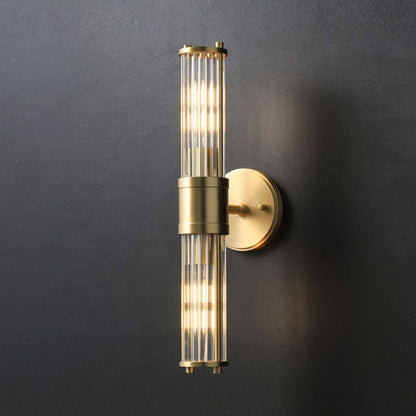 Kristy American Cylindrical Elegant Gold Glass/Metal Vanity Wall Lamp
