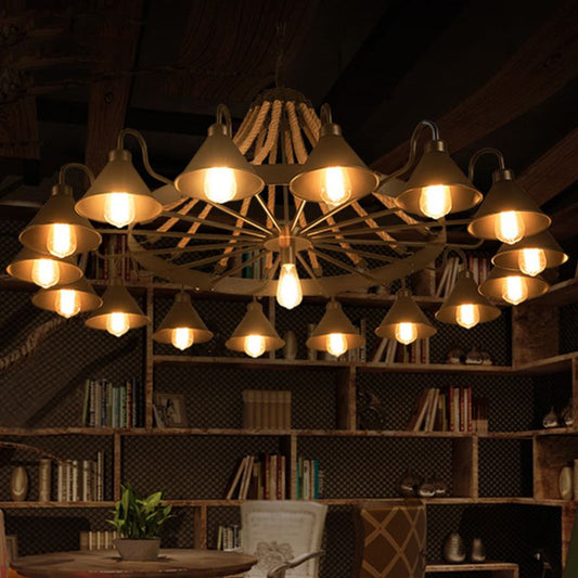 Epoch Vintage Industrial Rope Chandelier  Living Room