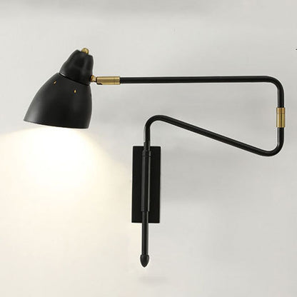 Aria Wall Lamp Modern, Metal Adjustable, Black/Gold, Study