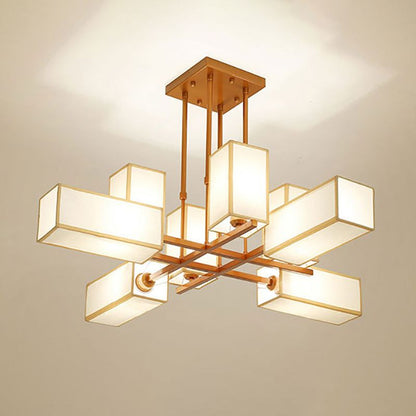 Arisha Pendant Light Square Retro, Metal/Fabric, Black/Gold, Living Room