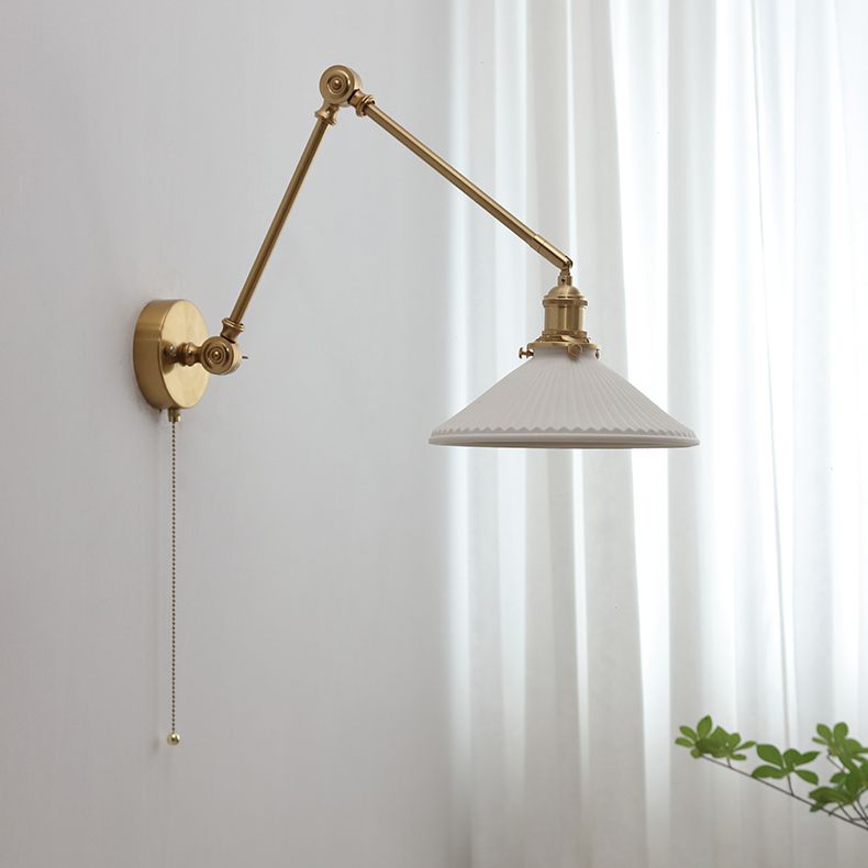 Arisha Wall Lamp Modern Drum Ceramics Metal Adjustable, White