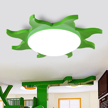 Aria Modern Sun Round Flush Mount Ceiling Light, Red/Yellow/Blue/Green, Bedroom