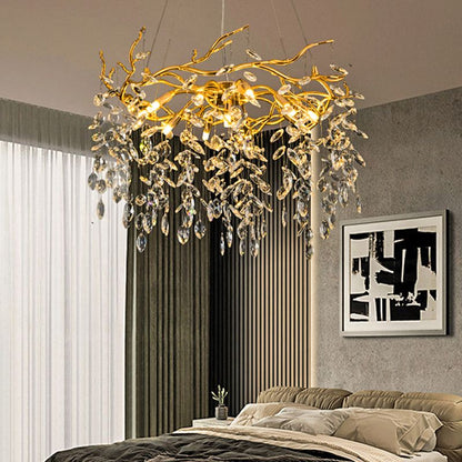 Kristy Contemporary Gold Glass Crystal Chandelier