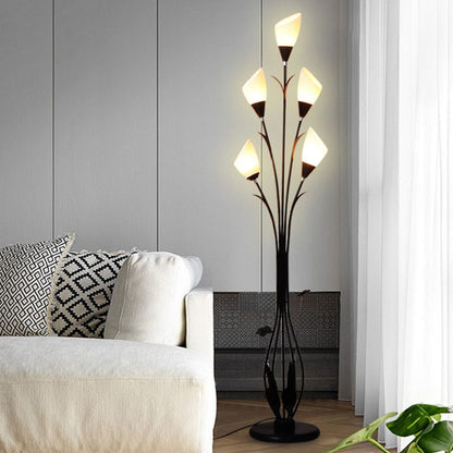 Lampadaire noir à branches de fleurs Bella, salon