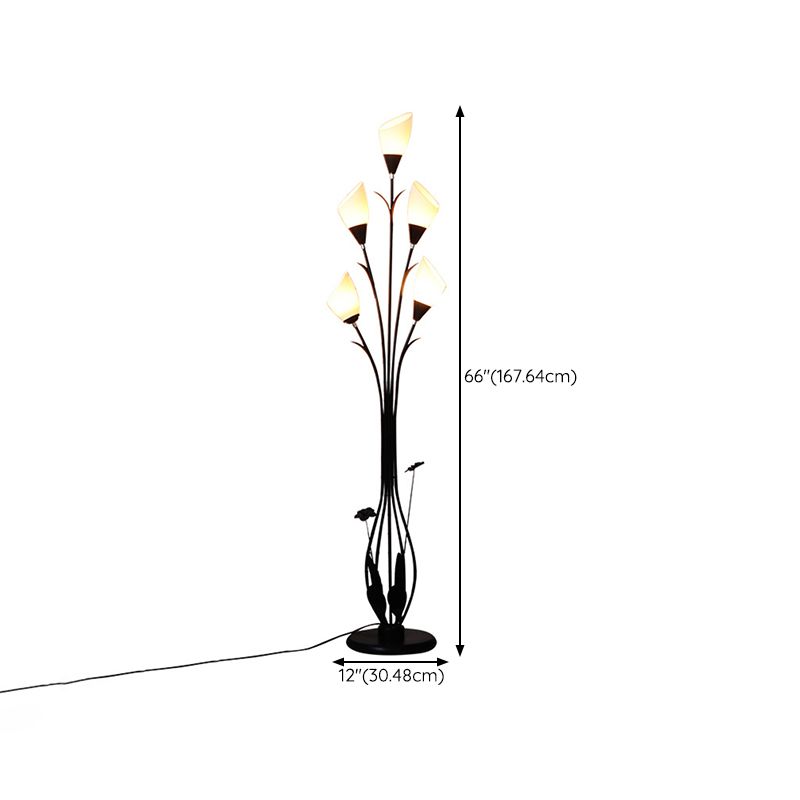 Lampadaire noir à branches de fleurs Bella, salon