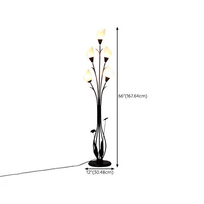 Lampadaire noir à branches de fleurs Bella, salon