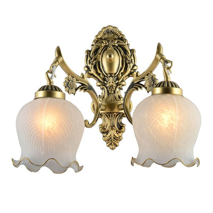 Arisha Vintage Flower shape Metal&Glass Modern Wall Lamp, White/Bronze