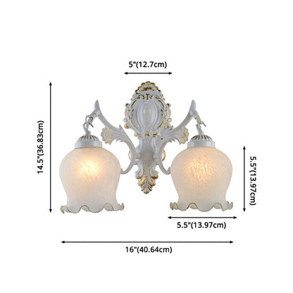 Arisha Vintage Flower shape Metal&Glass Modern Wall Lamp, White/Bronze