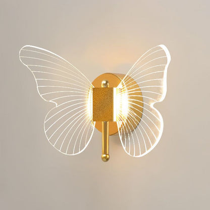Arisha Cute Butterfly Metal Wall Lamp, Gold