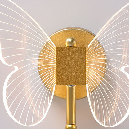 Arisha Cute Butterfly Metal Wall Lamp, Gold