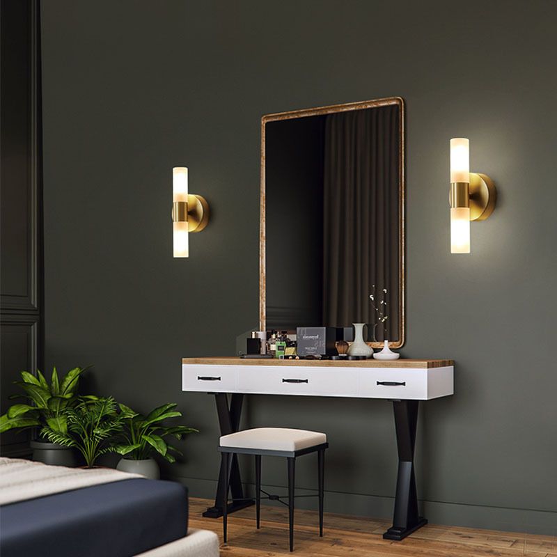 Applique murale LED cylindrique moderne Arisha en métal, doré
