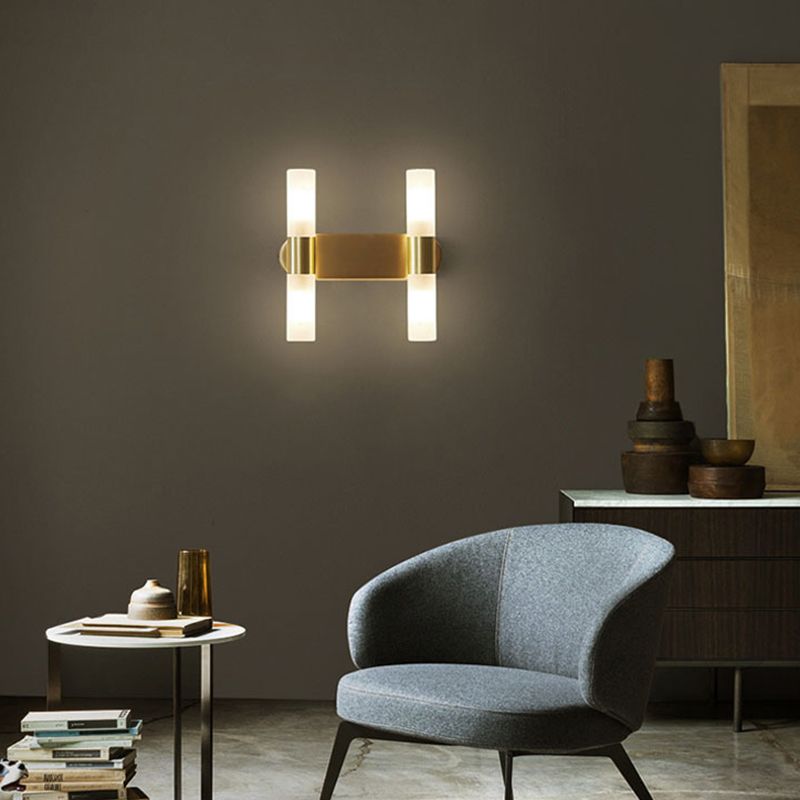 Applique murale LED cylindrique moderne Arisha en métal, doré