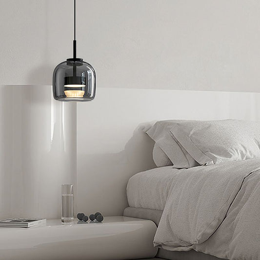Suspension minimaliste en verre gris fumé June
