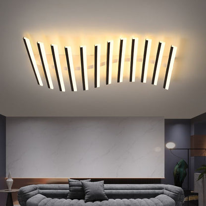 Arisha Flush Mount Ceiling Light Linear Modern,Wave  Black, Living Room