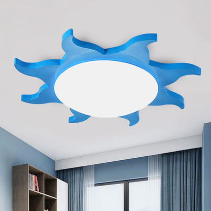 Aria Modern Sun Round Flush Mount Ceiling Light, Red/Yellow/Blue/Green, Bedroom