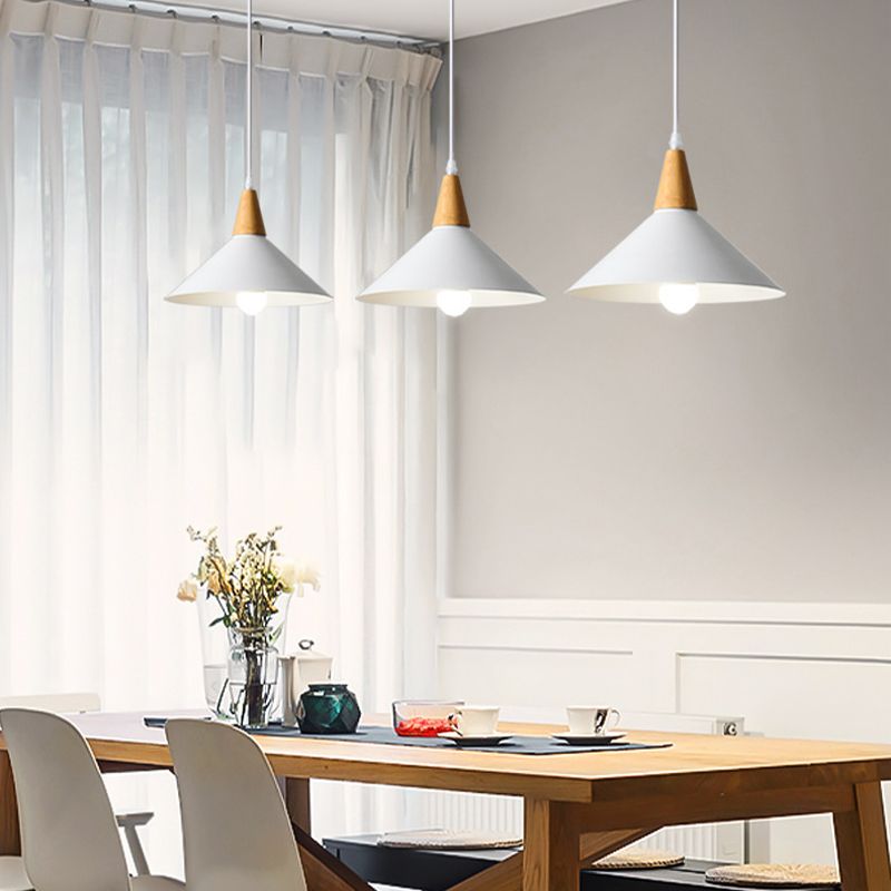 Valentina Minimalist Cap-shaped Metal Pendant Light, Natural Wood