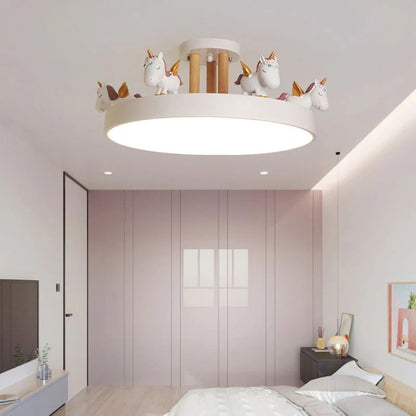 Arisha Modern Round Unicorn Semi-Flush Mount Ceiling Light