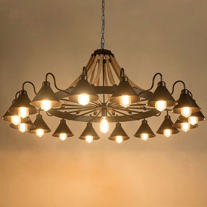 Epoch Vintage Industrial Rope Chandelier  Living Room