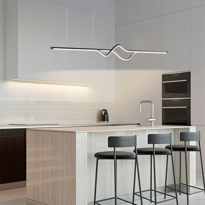 Arisha Modern Linear Metal Pendant Light, Black/White/Grey