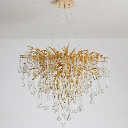 Arisha Pendant Light Tassel Luxury, Metal/Crystal, Gold, Bedroom