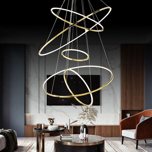 Arisha minimalistische ring metalen hanglamp, goud, woonkamer