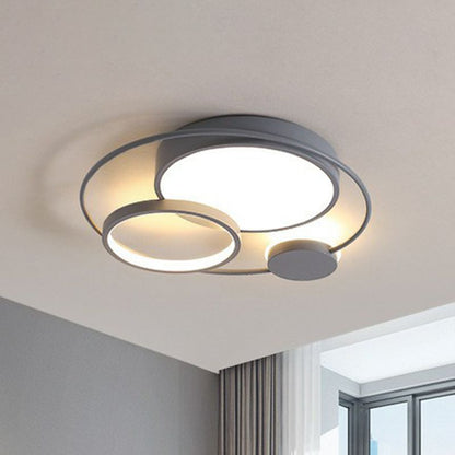 Arisha Modern Circular LED Flush Mount Ceiling Light, Black & White