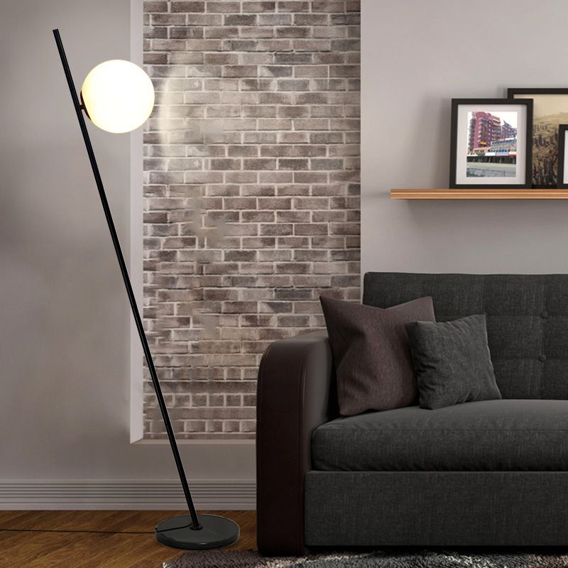 Valentina minimalistische zwarte bol lineaire vloerlamp, woonkamer
