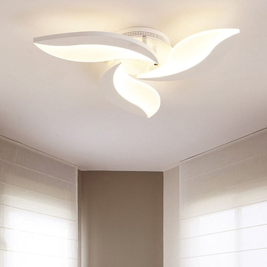 Arisha minimalistische art-deco bloemverzonken plafondlamp, wit, woonkamer