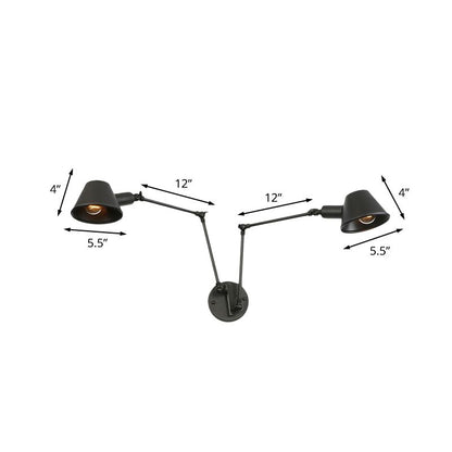 Epoch Vintage Adjustable Metal Wall Lamp, Black/Rust, Bedroom