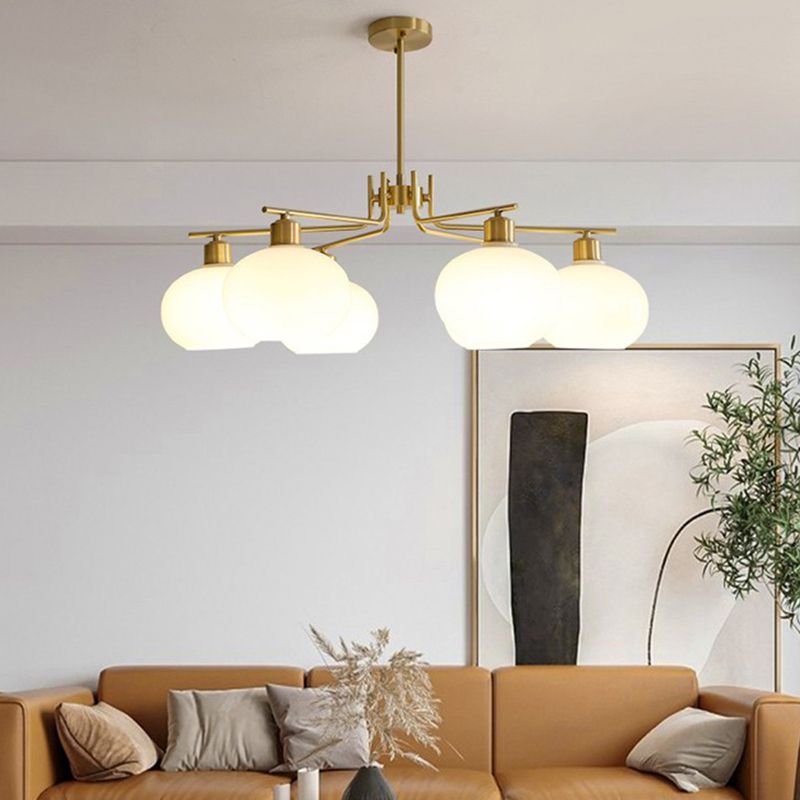 Pendelleuchte Valentina, halbrund, modern, Metall/Glas, Gold/Nickel, Esszimmer