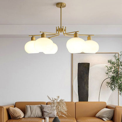 Pendelleuchte Valentina, halbrund, modern, Metall/Glas, Gold/Nickel, Esszimmer