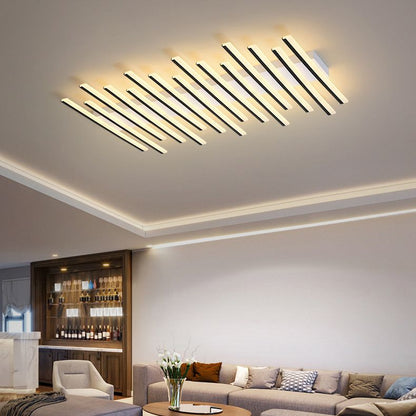 Arisha Flush Mount Ceiling Light Linear Modern,Wave  Black, Living Room