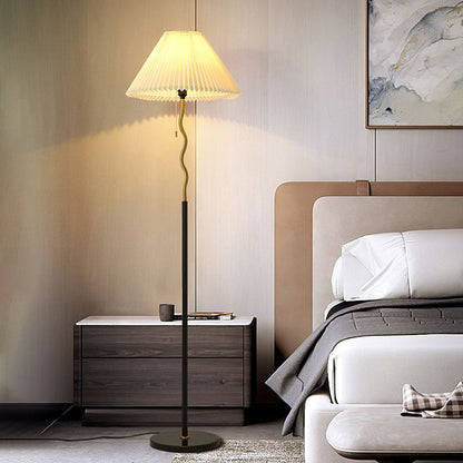 Ozawa vintage retro geometrisch geplooide metalen vloerlamp, zwart