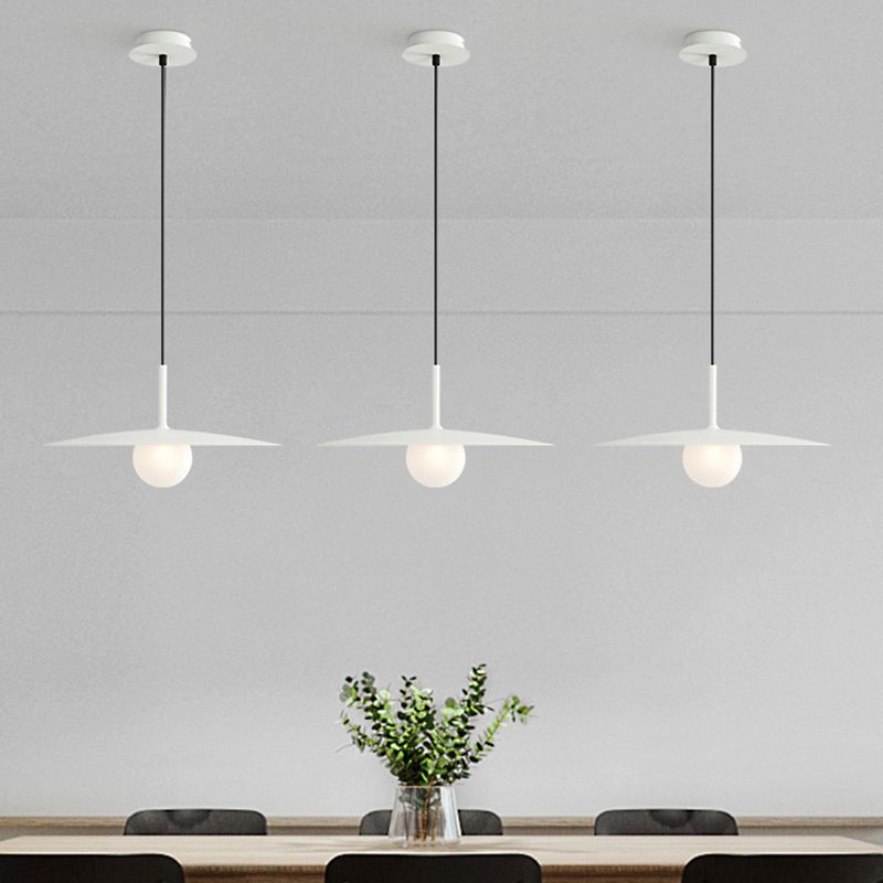 Arisha Modern Dish-shaped Metal Pendant Light, Black/White/Grey