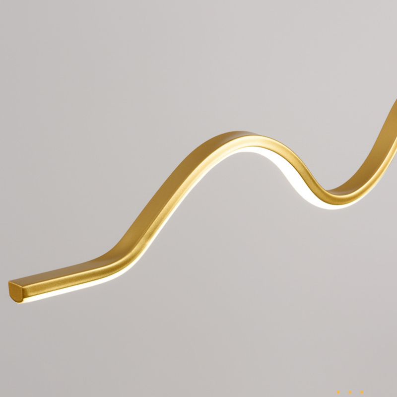 Arisha Minimalist Wavy Metal Pendant Light, Black/White/Gold