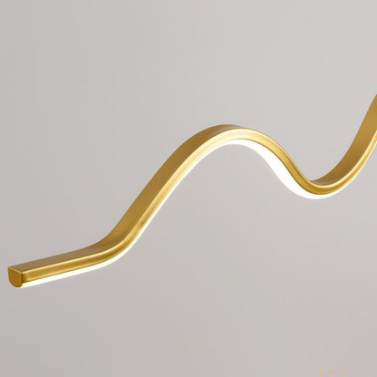 Arisha Minimalist Wavy Metal Pendant Light, Black/White/Gold