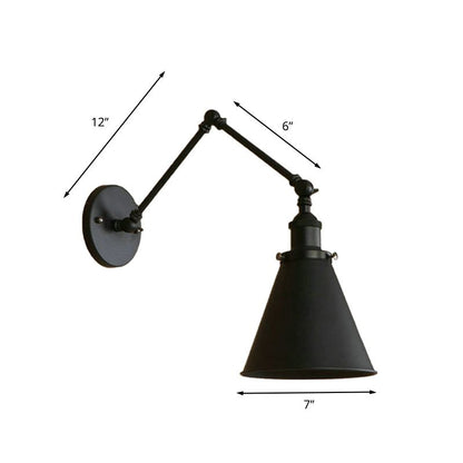 Zynar Vintage Adjustable Wall Lamp, Metal, Black/Rust, Living Room
