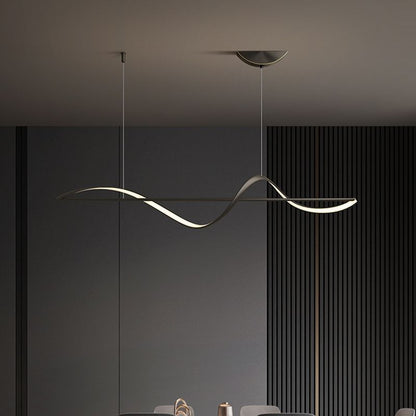 Zelin Pendant Light Wave Minimalist Designer, Metal, Brass/Black