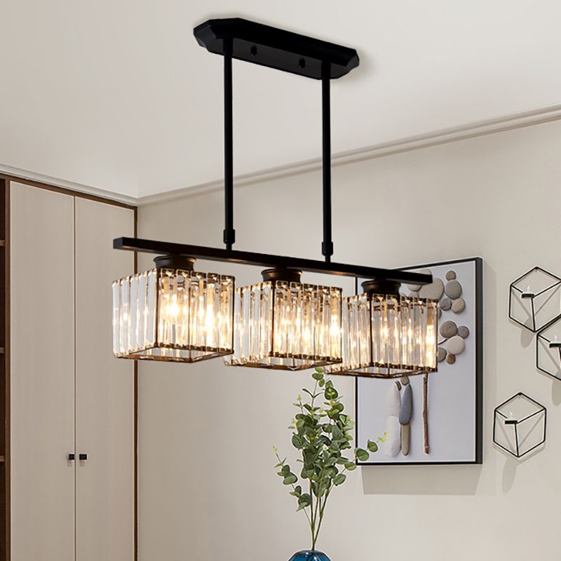 Kristy Crystal Square Pendelleuchte, Schwarz und Gold, 3/4 Köpfe
