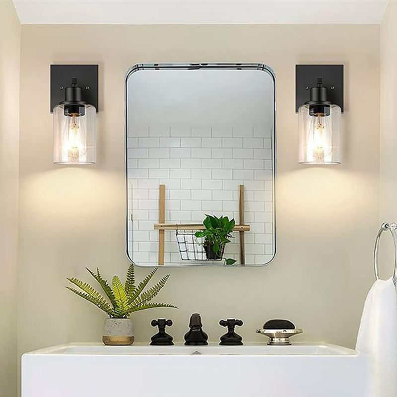 Silva – applique murale moderne avec façade miroir, noire, métal/verre