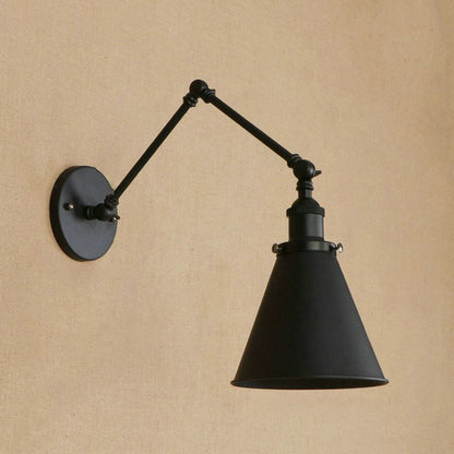 Zynar Vintage Adjustable Wall Lamp, Metal, Black/Rust, Living Room