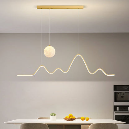 Arisha Minimalist Wavy Metal Pendant Light, Black/White/Gold