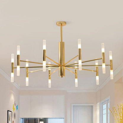 Lustre Kristy cylindrique moderne en métal, doré