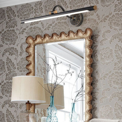 Tiffany Black Adjustable Reading Spotlight Wall Lamp, Metal/Wood