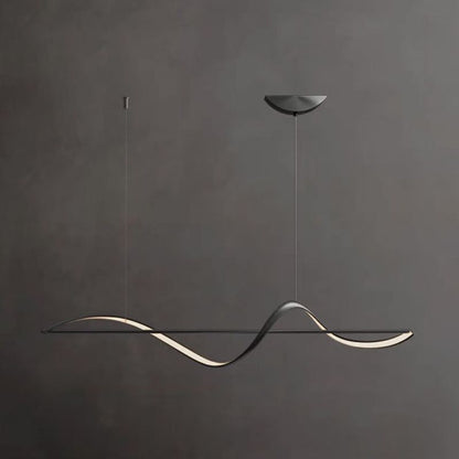 Zelin Pendant Light Wave Minimalist Designer, Metal, Brass/Black