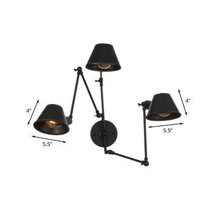 Epoch Vintage Adjustable Metal Wall Lamp, Black/Rust, Bedroom