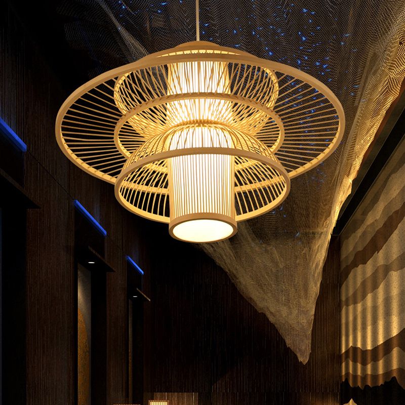 Muto Lotus-förmige Rattan-Pendelleuchte