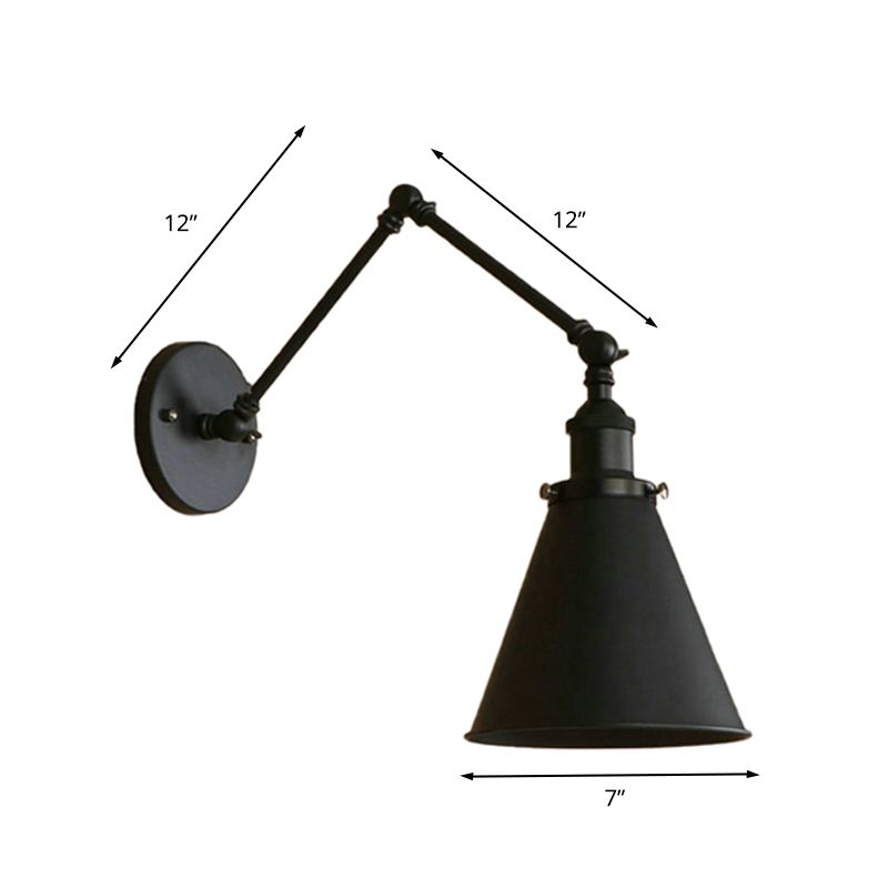 Zynar Vintage Adjustable Wall Lamp, Metal, Black/Rust, Living Room