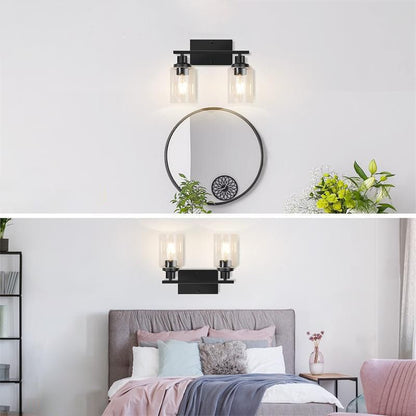 Silva – applique murale moderne avec façade miroir, noire, métal/verre